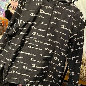 Champion Black and White Logo Windbreaker